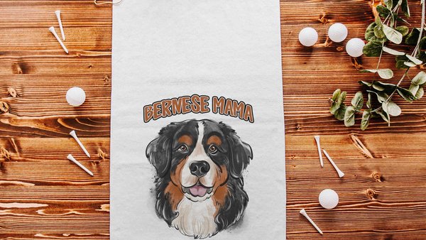 Bernese mama golf towel dog gifts for women, Bernese mountain dog Christmas gifts for golfers, golf stocking stuffers, golf mom golfing gear