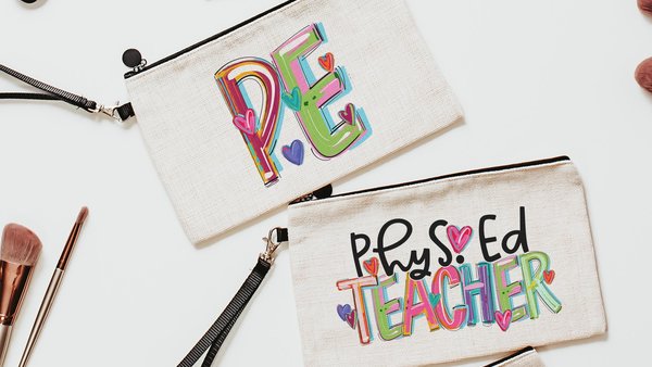 phys ed teacher pencil pouch with zipper, back to school gifts for teachers, gym teacher gifts for women, physical education school supplies