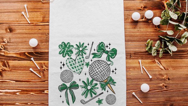 green school spirit golf coquette golf towel for women, cute golf Christmas gifts for golfers, golf ball towel, golf gifts for teenage girls
