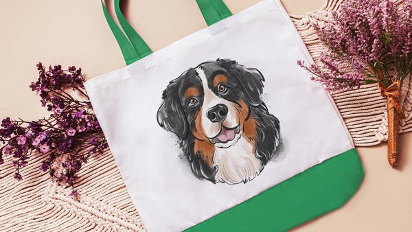 bernese mountain dog tote bag for dog lover, berner mama dog walking bag for women, cute dog gifts beach bag for friends, dog mom tote bag