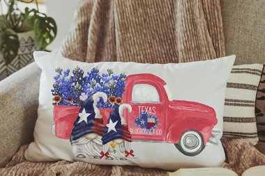 Patriotic gnomes wildflower throw pillow