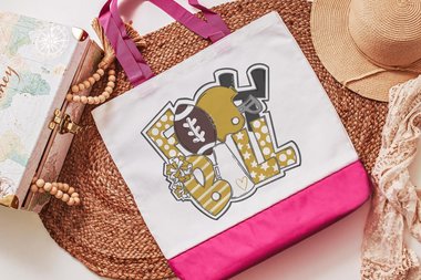football cheer tote bags for parents, gold school spirit items, football tote for games, game day gear for women, cheerleader gifts from