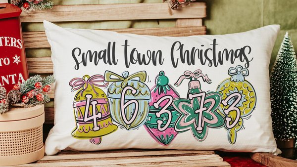 personalized zip code lumbar pillow home decor, small town Christmas hostess gifts for women, trendy decorative throw pillows best sellers