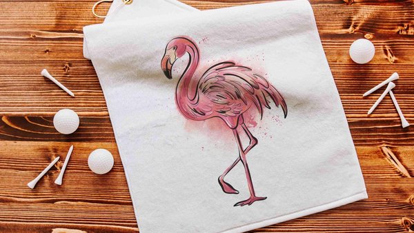flamingo golf towel for her, golf mom gifts from daughter, golfing gear, beachy golf ball towel, cute golf Mothers day gift for wife, golfer