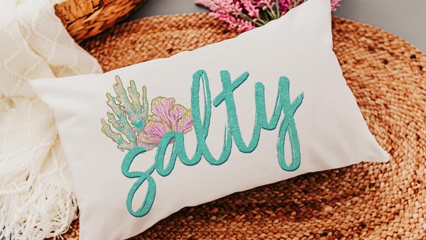 salty beach lumbar throw pillows for couch, mermaid vibes decorative pillows for girls, coastal housewarming gifts for daughter, funny gifts