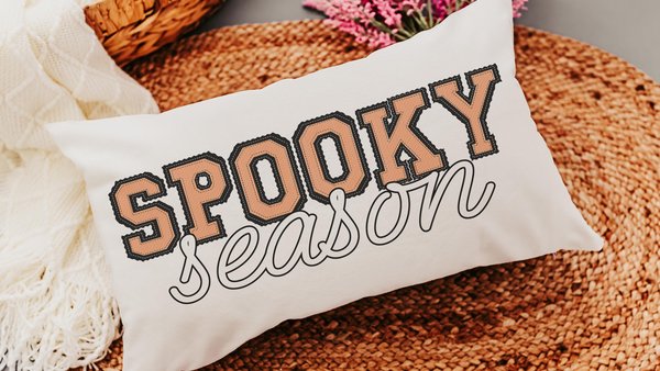 spooky season Halloween lumbar pillow cover 12x20, preppy Halloween throw pillow for bed, boo basket stuffers for adults, October themed