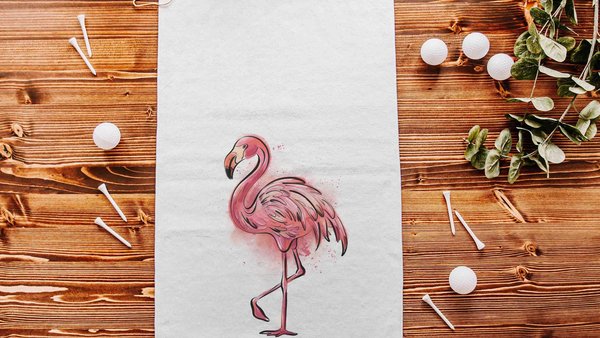 flamingo golf towel for women, beachy golf girls trip gifts for friends, golfing gear, summer golf gifts for ladies, cute golf accessories