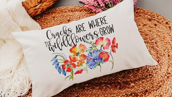 where the wildflowers grow lumbar throw pillows for couch red poppy decorative pillows for girls, cute housewarming gifts for daughter, blue