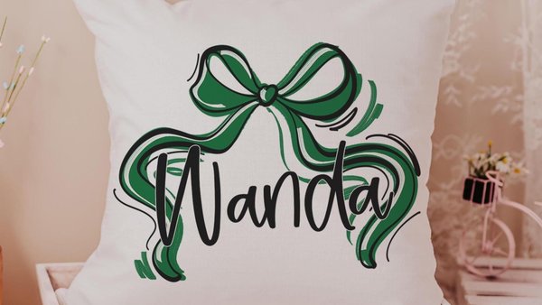 personalized Christmas coquette throw pillow with name, forest green Christmas bow accent pillow for chair, cute Christmas gifts for teenage