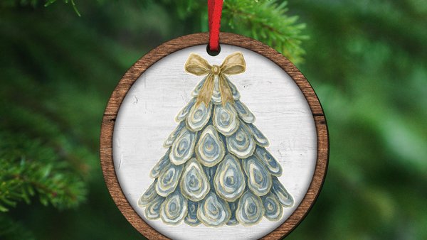 oyster shell Christmas ornament gift best sellers, coastal Christmas tree ornament handmade, oyster Christmas gifts for coworkers, nautical