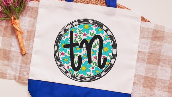 turquoise floral Tennessee tote bag for women, Tennessee gifts, TN teacher tote bag for gift, Tennessee Christmas gifts for neighbors, best