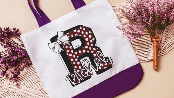 personalized initial tote for girls, maroon coquette tote bags for gift, tween girl gifts, cheer Christmas gifts for teenage girls, secret
