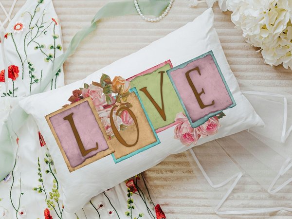 Vintage inspired love throw pillow