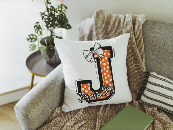 personalized cherry red initial throw pillows for couch, 2026 high school graduation gifts for granddaughter, college gifts for girls, name