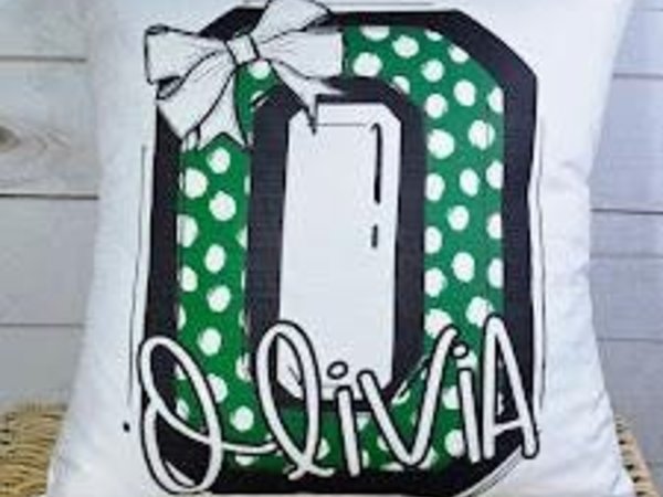 personalized initial throw pillows for girls, best Christmas gifts for young women, kelly green name pillow cases for teens tween girl gifts