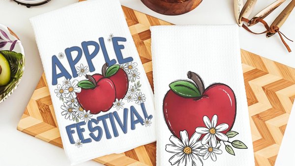 apple festival red apple kitchen towels for mom, apple kitchen decor, cute hand towels guest bath accessories, fall kitchen dish towels