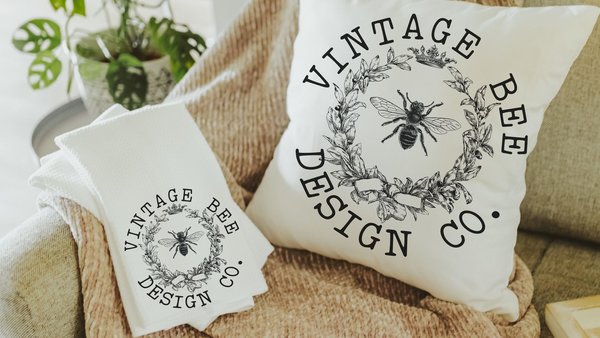 black and white honey bee throw pillows for couch trendy home decor, bumble bee gifts for women, minimalist bee kitchen towels for friends