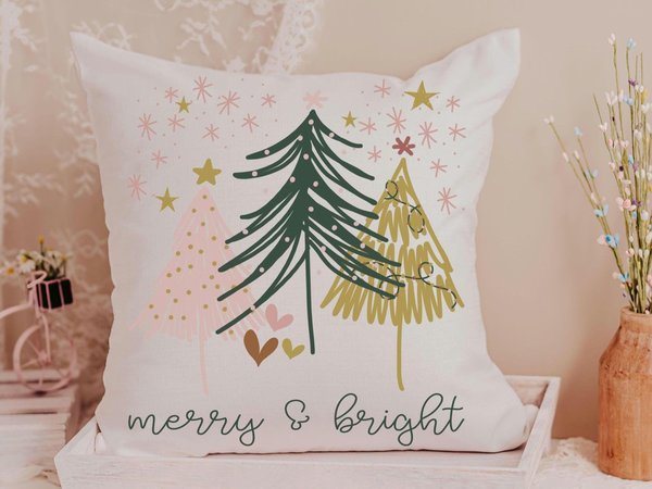 Merry and bright holiday throw pillows