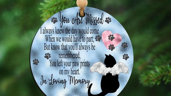 in loving memory ornament personalized paw prints on my heart cat memorial keepsake, cat loss bereavement gifts for women, loss of cat
