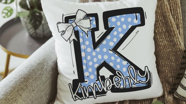 personalized initial throw pillows for couch custom Columbia blue dorm pillows for girls, secret Santa gifts for teenage girls, college