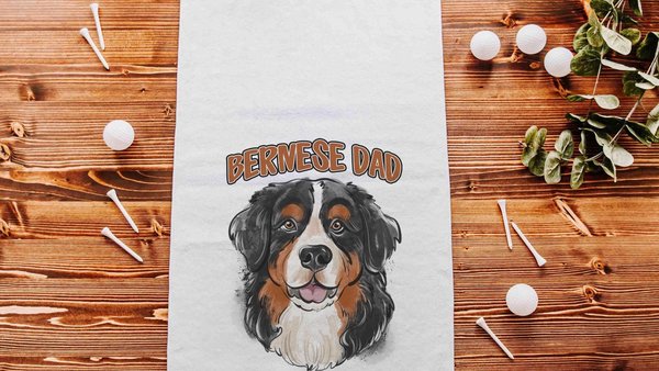 Personalized bernese dad golf towel dog gifts for men, Bernese mountain dog Fathers day gifts for golfers, golf stocking stuffers, golf dad
