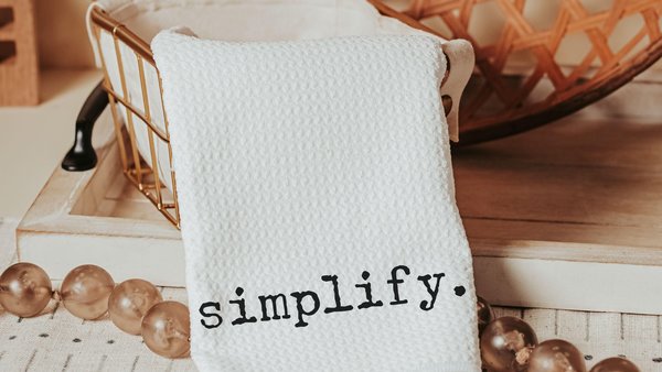 simplify life kitchen towels for bridal shower, custom word of the year minimalist kitchen decor, mantra quote motivational gifts for badass