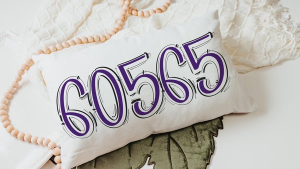 custom zip code pillow lumbar decorative bed pillow cover cute dorm pillows for girls, moving gift for daughter, purple school spirit decor