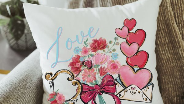 Valentines Day throw pillow for couch, cupids arrow accent pillows for bed, romantic gifts for girlfriend, cute Valentines gifts for wife