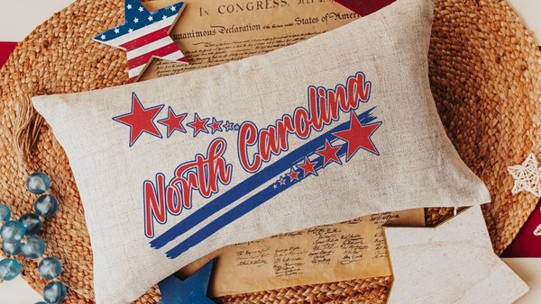Custom North Carolina pillow for couch, best gifts for her, long pillows for full beds, patriotic decor for home, North Carolina gifts for
