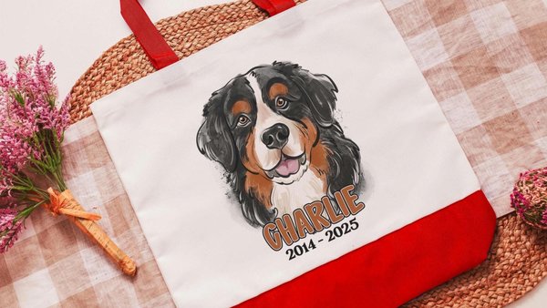 personalized Bernese Mountain dog tote bag with name, Berner mom dog memorial gift for women, remembrance gift for dog lover Christmas gifts