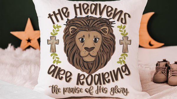 the Heavens are roaring lion throw pillows for couch unique Christian gifts for kids, religious nursery decor boy, baptism gift for grandson