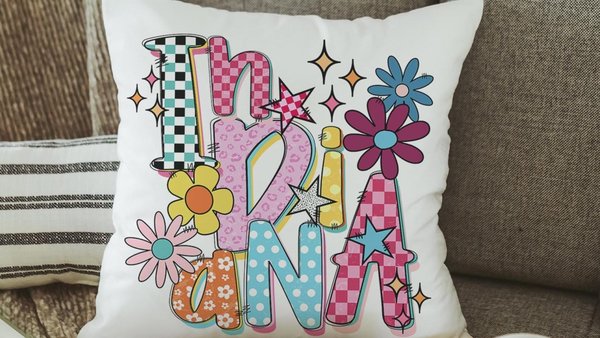 cute Indiana throw pillows for couch colorful accent pillows for dorm room, real estate agent gifts, realtor office decor, Indiana girl gift