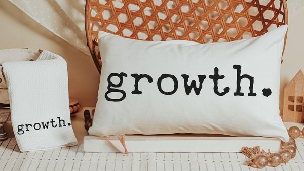 custom word of the year growth lumbar throw pillows for couch, mantra quote pillow covers 12 x 20, motivational gifts for badass women, best