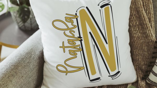 Personalized vegas gold pillow with name on it, new home gifts for girls, teenage girl gifts, tween girl bedroom decor, initial pillow for