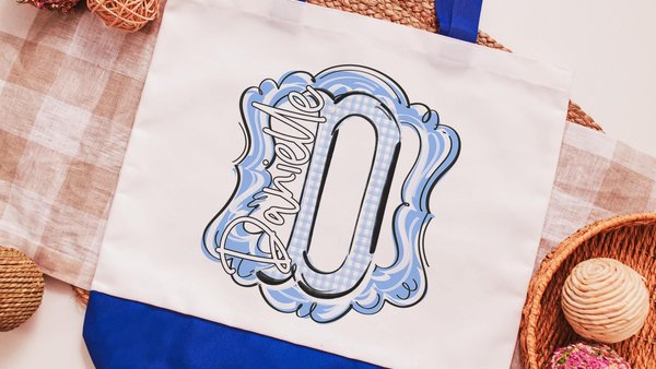 personalized initial tote bag for bridesmaids, carolina blue school spirit accessories, custom name tote bag for girls, best gifts for her