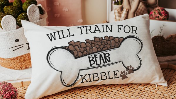 personalized kibble dog lumbar accent pillow for couch, funny dog Mothers day gift for dog mom, dog lover gifts for her, cute dog throw