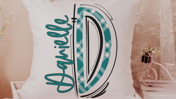 personalized initial pillows for dorm, teen girl gifts trendy teal plaid name decorative pillows for girls, best gifts for high school grads