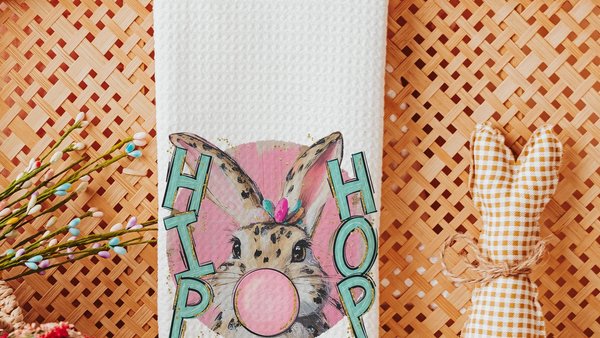 hip hop Easter kitchen hand towels for church, bubblegum bunny decorative towels for bathroom, cute Easter gifts for adults, Easter bunny