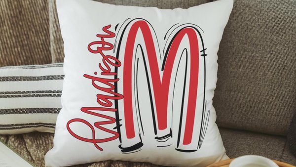 personalized initial pillows for girls, custom name throw pillow for couch red accent pillows for dorm room, teen girl gifts trendy bedroom