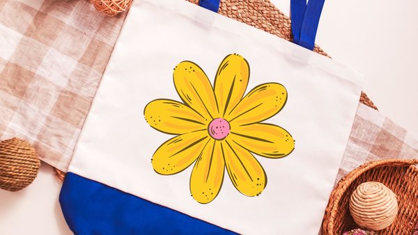 yellow daisy tote bag for women, reusable grocery bag young adult female gifts, teacher appreciation gifts for her, library tote for books