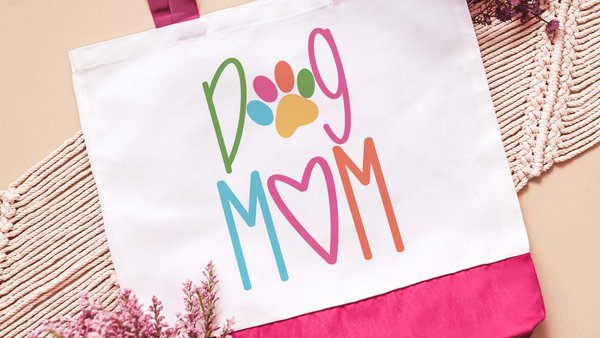 colorful dog paw print tote bag for dog lover, dog mom Mothers day gift from dog, cute tote shopping bag, trending now dog mama gifts, best