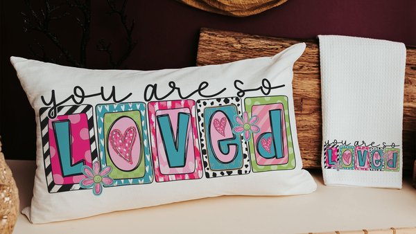 You are so loved lumbar throw pillows for couch colorful decorative pillows for girls, Mother's day gift, housewarming gift for daughter