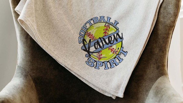 Personalized softball spirit name blanket 50 x 60, softball Mothers day gift for mother in law, carolina blue name throw blanket for sofa