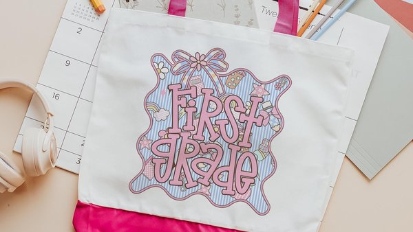 first grade teacher tote bag for school, 1st grade back to school gifts for teachers, cute teacher appreciation gift for women, elementary