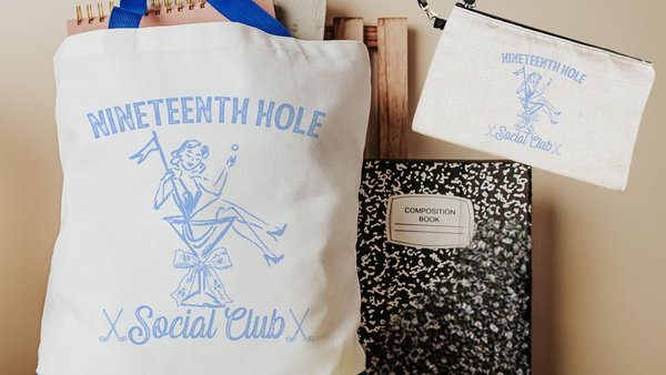 19th hole social club golf tote bag for cart, golf Mothers Day gift for golfers, golf mom era golf wristlet for women, sassy golf gifts for
