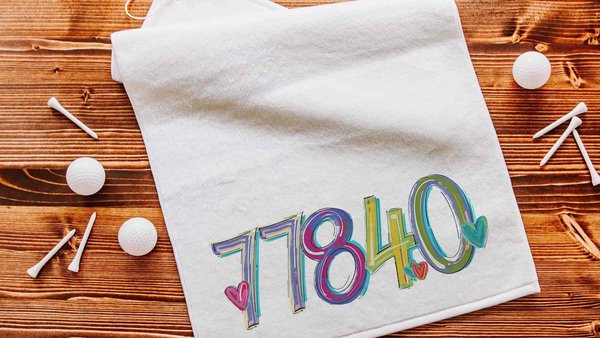 personalized golf towel with grommet, custom zip code towels golf accessories, golfing gifts for women, cute golf retirement gifts for her