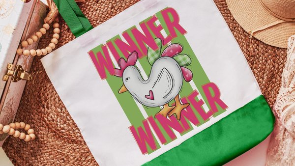 Winner winner chicken tote bag for women, reusable shopping bag, sarcastic gift for friend, sassy tote bags for summer, best friend birthday