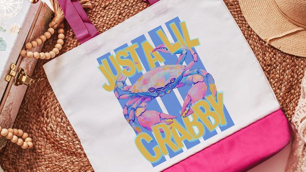 A little crabby funny tote bag 