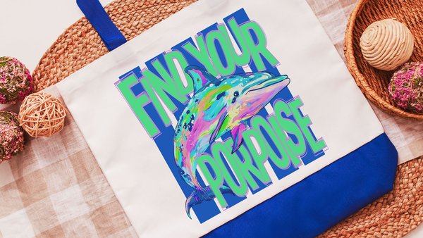 find your porpoise inspirational tote bag for cruise, dolphin gifts for women, cute tote bag beach bags for teachers, positive gifts for
