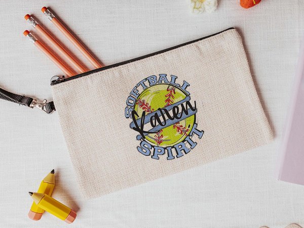 CapableByDesign personalized softball spirit matching tote bag and wristlet